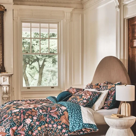 Anthropologie Mahina King Teal and Orange Duvet Cover - Picture 4 of 6